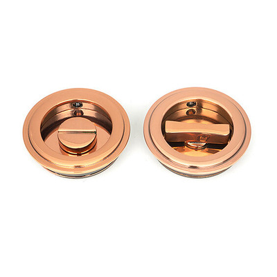 From The Anvil Art Deco Round Pull Privacy Set (60mm OR 75mm Diameter), Polished Bronze - 50146 POLISHED BRONZE - 60mm Diameter