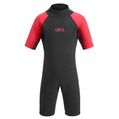 Child/Boy/Girl Shorty Short Half Wetsuit To Fit Age 3-12 yrs - RED - AGE 3-4 YEARS