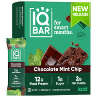 Chocolate Mint Chip &pipe; 12 Plant Protein Bars &pipe; IQBAR