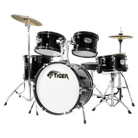 Tiger JDS14-BK 5 Piece Junior Drum Kit - Black Kids Drum Kit Ages 3