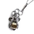 Click to view product details and reviews for Hornet On Honeycomb Necklace In Silver And Amber 16 42cm.