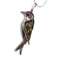Click to view product details and reviews for Large Woodpecker Bird Necklace In Silver Coral And Amber 16 42cm.
