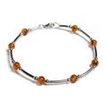 Click to view product details and reviews for Bead Tube Bracelet In Silver And Cognac Amber Default Title.
