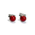 Click to view product details and reviews for Small Round Stud Earrings In Silver And Coral Default Title.