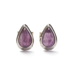 Teardrop Stud Earrings In Silver And Amethyst Default Title