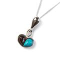 Click to view product details and reviews for Heart Necklace In Silver Turquoise And Cherry Amber 16 42cm.
