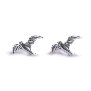 Bird In Flight Stud Earrings In Silver Default Title