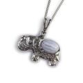 Click to view product details and reviews for Elephant Necklace In Silver And Agate Blue Lace 16 42cm.