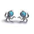 Click to view product details and reviews for Octopus Stud Earrings In Silver And Turquoise Default Title.