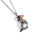 Click to view product details and reviews for Small Puffin Bird Necklace In Silver And Amber 16 42cm.