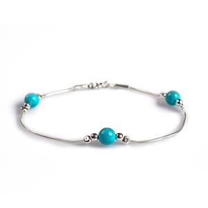 Bead Bracelet In Silver And Turquoise Default Title