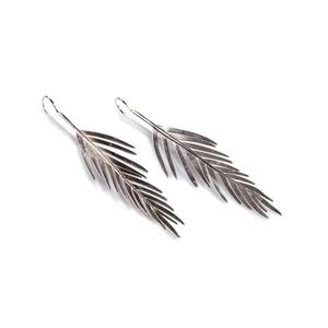 Small Areca Palm Leaf Drop Earrings In Silver Default Title