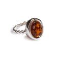 Click to view product details and reviews for Large Oval Delicate Ring In Silver And Amber M Cognac.