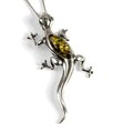 Click to view product details and reviews for Large Lizard Gecko Necklace In Silver And Green Amber Green 16 42cm.