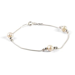 Bead Bracelet In Silver And Pearl Default Title