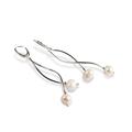 Click to view product details and reviews for Waved Drop Earrings In Silver And Pearl Default Title.