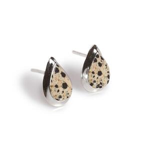 Teardrop Stud Earrings In Silver And Dalmatian Jasper Default Title