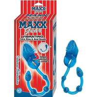 Maxx Gear Vibrating Cock Ring with Anal Beads Blue
