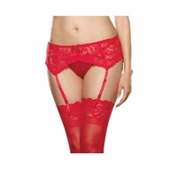 Dreamgirl Plus Size Red Stretch Lace Garter Belt