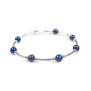 Bead Tube Bracelet In Silver And Lapis Lazuli Default Title