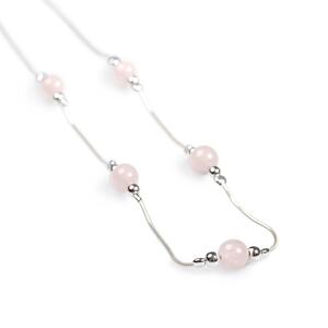 Delicate 5 Stone Necklace In Silver And Rose Quartz Default Title