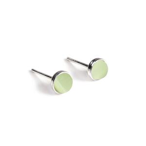 Small Round Stud Earrings In Silver And Pastel Green Default Title