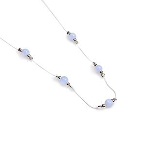 Delicate 5 Stone Necklace In Silver And Blue Lace Agate Default Title