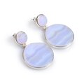 Click to view product details and reviews for Statement Double Circle Earrings In Silver And Blue Lace Agate Default Title.