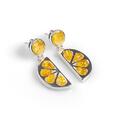 Click to view product details and reviews for Lemon Slice Drop Earrings In Silver And Yellow Amber Default Title.