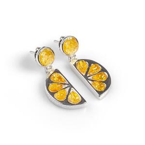 Lemon Slice Drop Earrings In Silver And Yellow Amber Default Title