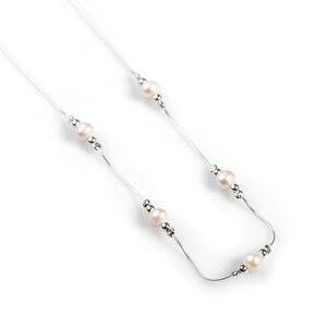 Delicate 5 Stone Necklace In Silver And Pearl Default Title