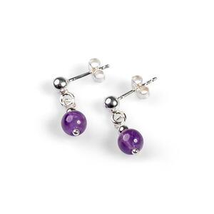 Drop Ball Earrings In Silver And Amethyst Default Title