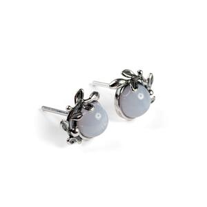 Leaf Motif Stud Earrings In Silver And Blue Lace Agate Default Title