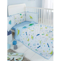 BLUE /& GREEN SPACE ROCKETS TOODLERS 2 PIECE QUILT /& BUMPER COT BALE SET
