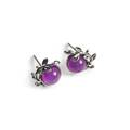 Click to view product details and reviews for Leaf Motif Stud Earrings In Silver And Amethyst Default Title.