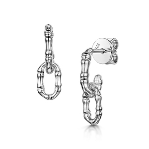 Rox Cane Silver Double Oval Link Earrings