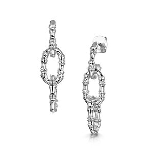 Rox Cane Silver Oval Drop Earrings
