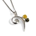 Click to view product details and reviews for Music Bass Clef Necklace In Silver And Amber 16 40cm.