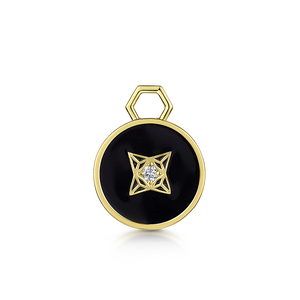 Rox Lox Diamond Black Enamel Disc Charm
