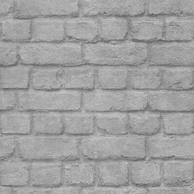 Silver Brick Effect Wallpaper Rasch 226751