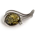 Click to view product details and reviews for Green Amber Silver Brooch Natural Designer Gemstone Default Title.