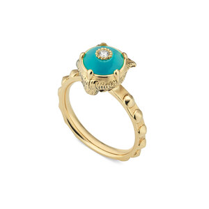 Gucci Lmdm 18ct Yellow Gold Dia Turquoise Ring