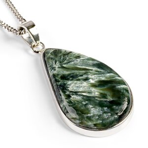 Russian Green Seraphinite Necklace Natural Designer Gemstone 16 42cm