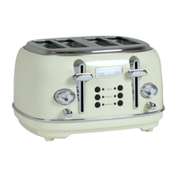 4 Slice Stainless Steel Toaster W Tray Cream & Chrome