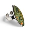 Click to view product details and reviews for Green Rhyolite Adjustable Statement Ring Natural Designer Gemstone Default Title.