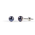 Click to view product details and reviews for Minimal Small Round Stud Earrings In Silver And Black Pearl Default Title.