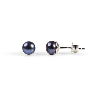 Minimal Small Round Stud Earrings In Silver And Black Pearl Default Title