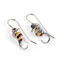 Click to view product details and reviews for Striped Seahorse Drop Earrings In Silver And Amber Default Title.