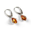 Click to view product details and reviews for Elegant Twist Drop Earrings In Silver And Amber Cognac.