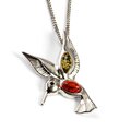 Click to view product details and reviews for Hovering Hummingbird Necklace In Silver Green Amber And Coral 16 40cm.